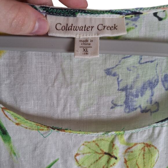 Coldwater Creek 100% Linen Floral Tank Cropped Vintage Y2K XL - Picture 2 of 6